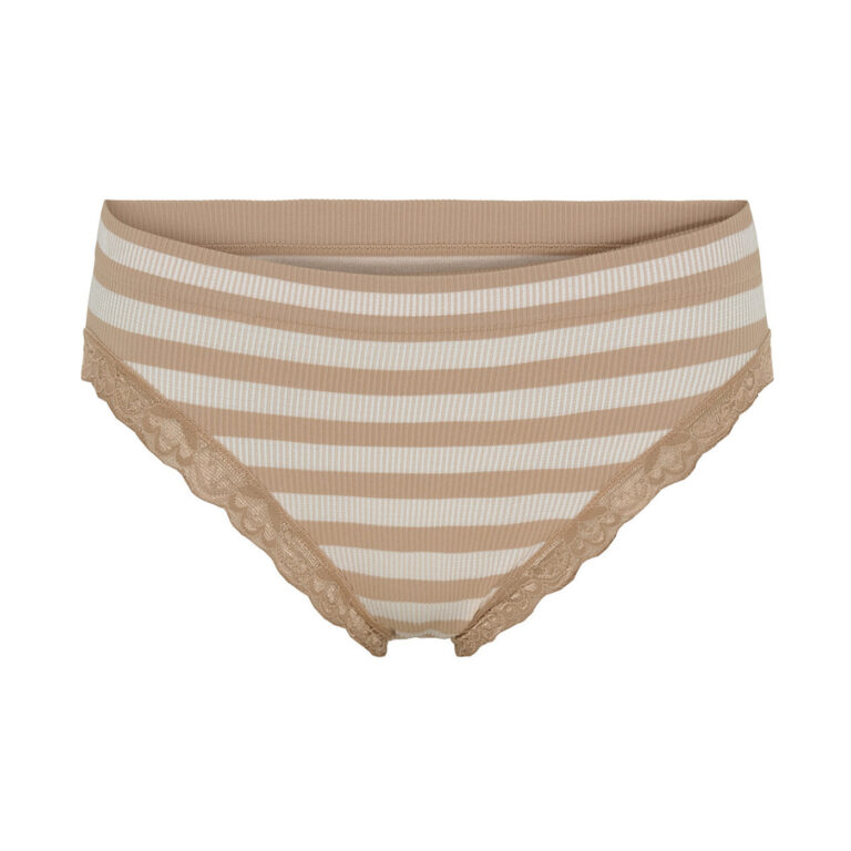 Tim & Simonsen Isa stribet rib Trusse - Nude/Hvid