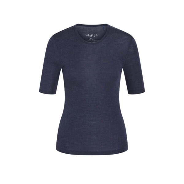 Claire Women T-Shirt i Blue Melange Øko-tex Merinould - Kort ærme