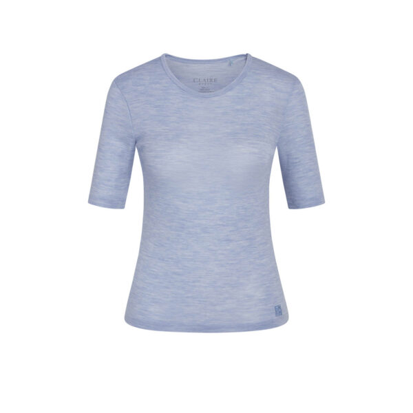 Claire Women T-Shirt i Blue Bird Melange Øko-tex Merinould - Kort ærme