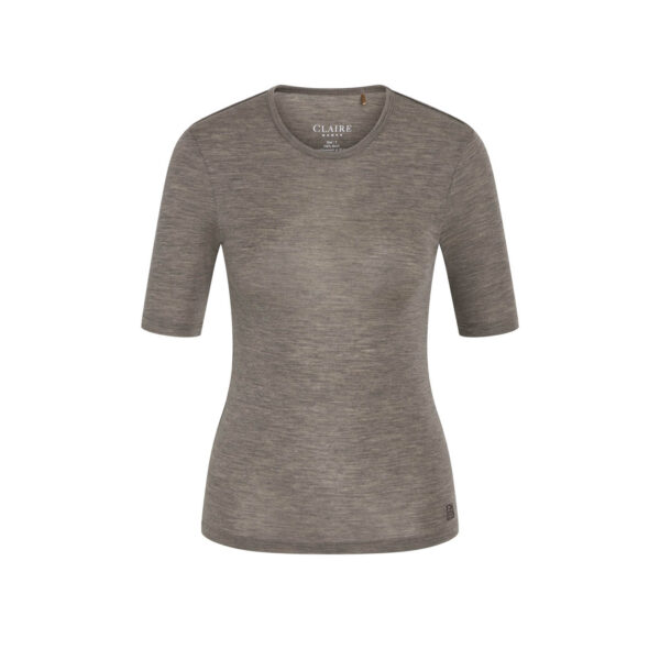 Claire Women T-Shirt i Taupe Melange Øko-tex Merinould - Kort ærme